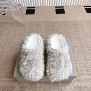 Balenciaga Fuzzy Light Gray Slippers